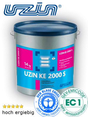 wKE2000S14 Uzin Kleber Ökoline Dispersionskleber für Teppichboden, PVC, Linoleum Universal-Fussboden-Kleber KE 2000 S 14kg