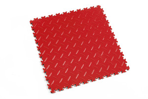 Profilor Industrie Ultra PVC Klick-Fliesen Rosso red Diamant/Riffelblech Bodenbelag fr Fitnessstudio/Werkstatt Lager und Garage