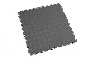 Profilor Industrie Ultra PVC Klick-Fliesen Graphite Diamant/Riffelblech Bodenbelag für Fitnessstudio/Werkstatt Lager und Garage