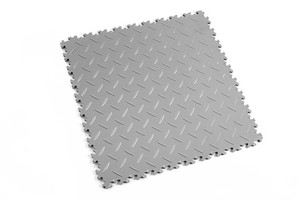 Profilor Industrie Ultra PVC Klick-Fliesen Grey Diamant/Riffelblech Bodenbelag für Fitnessstudio/Werkstatt Lager und Garage